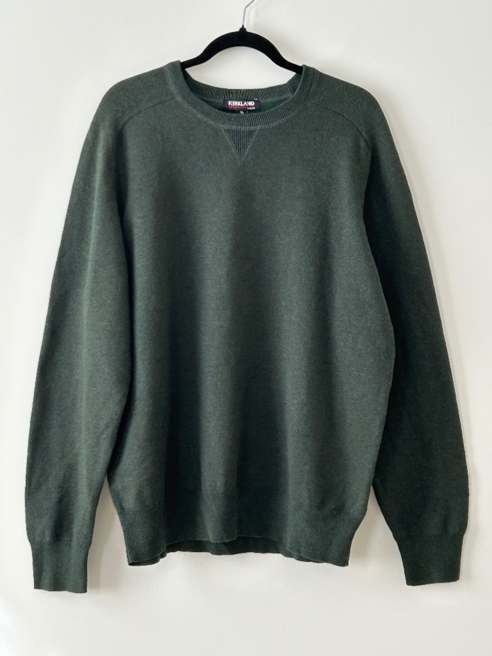 Kirkland Merino Wool & Pima Cotton Green Crewneck Sweater